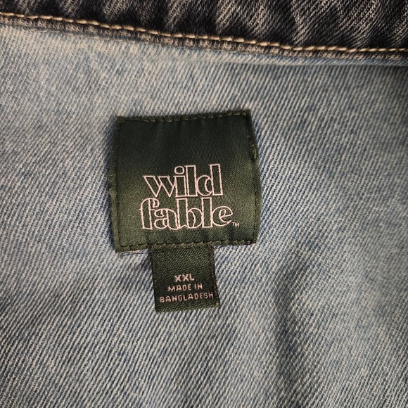 Wild Fable Women's Denim Jean Jacket XXL Blue Two-Tone Cropped Western Style - Picture 4 of 7